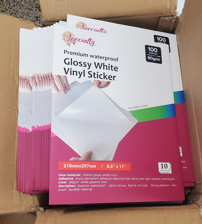 printable white gloss vinyl stickers waterproof