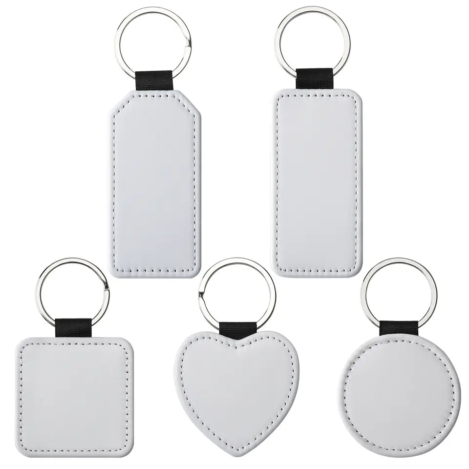 PU Leather Keychain assorted shapes double side sublimation