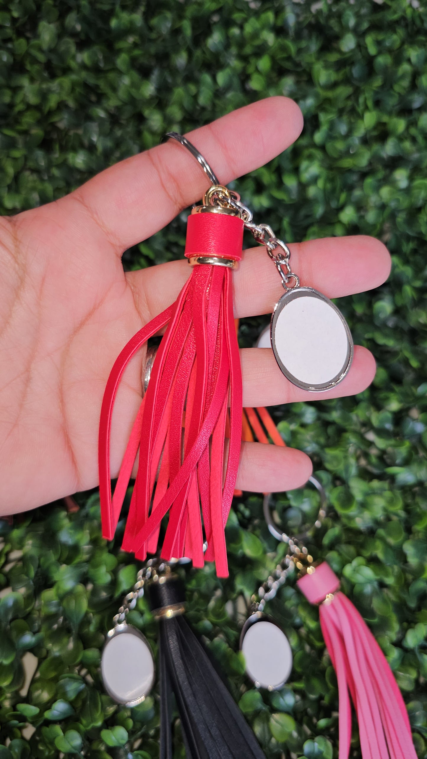 Sublimation Color Metal Alloy Keychain Leather Tassel Keychains