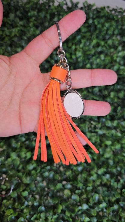 Sublimation Color Metal Alloy Keychain Leather Tassel Keychains