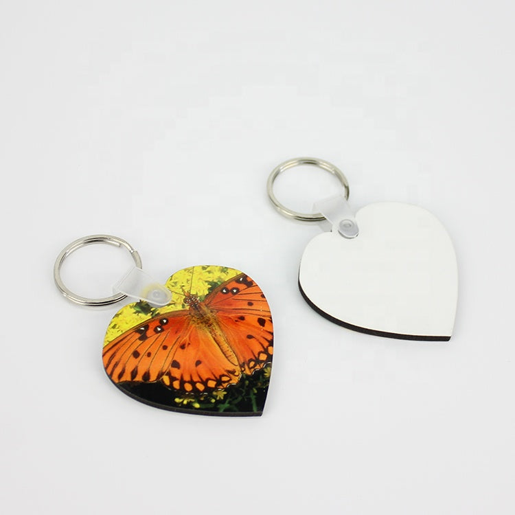Sublimation heart MDF Blank Double-sided Keychains