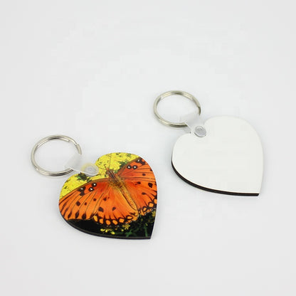 Sublimation heart MDF Blank Double-sided Keychains