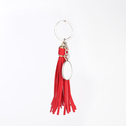 Sublimation Color Metal Alloy Keychain Leather Tassel Keychains