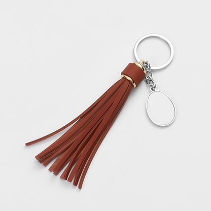 Sublimation Color Metal Alloy Keychain Leather Tassel Keychains