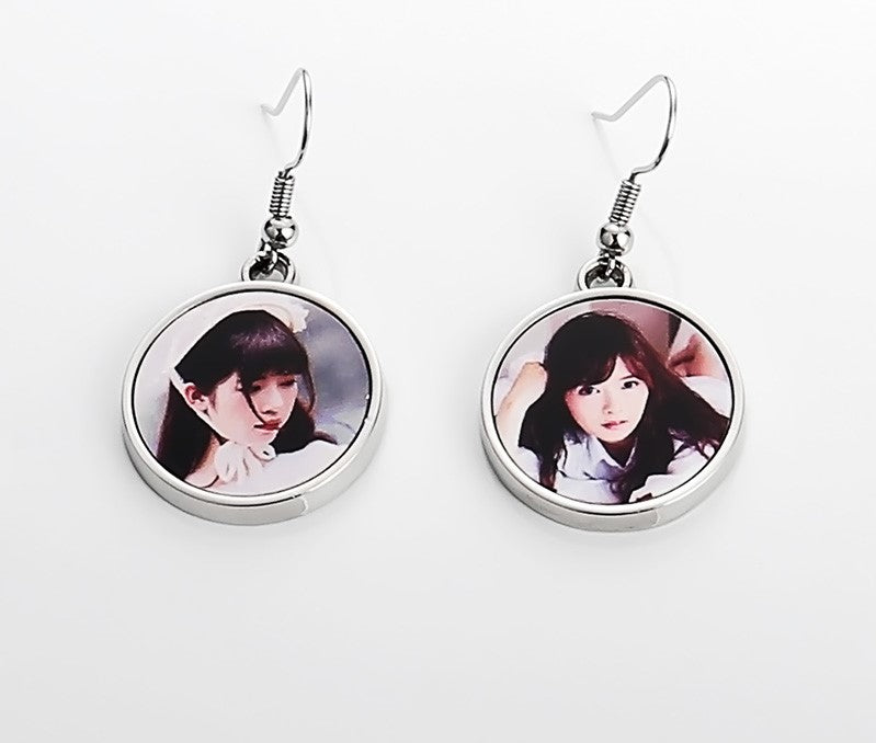 Sublimation Blank Round Metal Photo Earrings